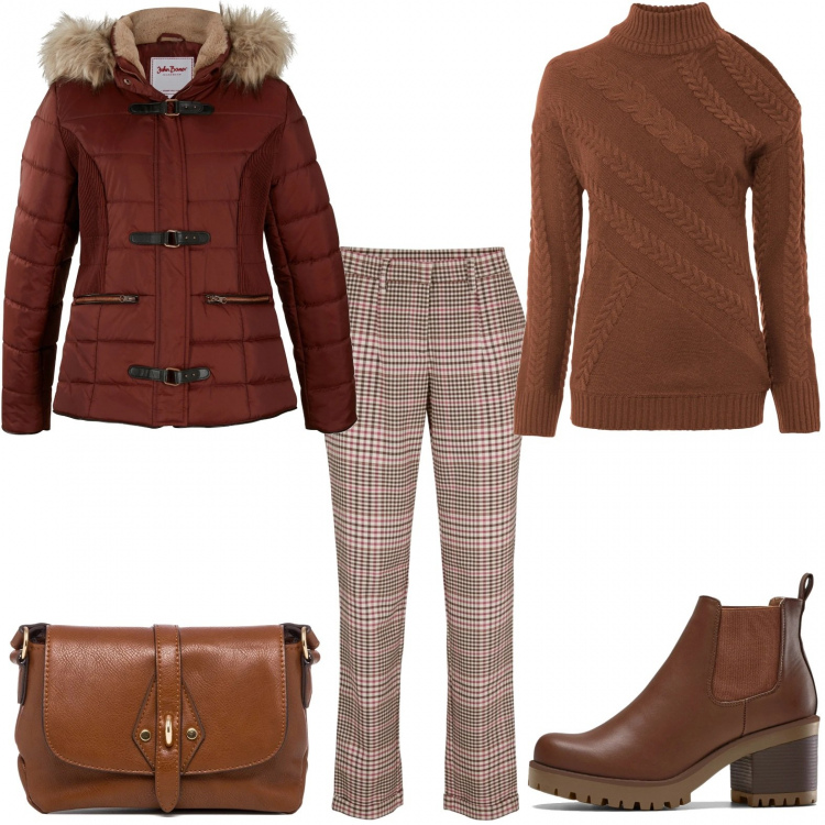 Outfit donna - Lo stivaletto con tacco medio. Stile Casual per Tutti i giorni. Abbinamento con stivaletti chelsea, pantaloni, pullovers, giacche, borse a tracolla.