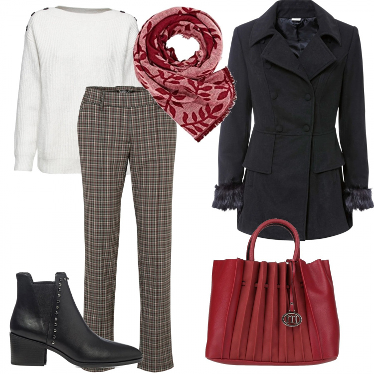 Outfit donna - Il maglione bianco. Stile Casual per Tutti i giorni. Abbinamento con maglieria, cappotti, pantaloni, borse a mano, stivaletti, sciarpe.