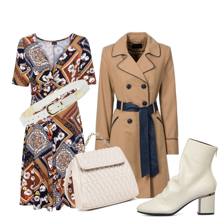 Outfit donna - Vado a comprare il regalo di Ilaria. Stile Urban per Tutti i giorni. Abbinamento con trench, vestiti corti, cinture, stivaletti, zaini.