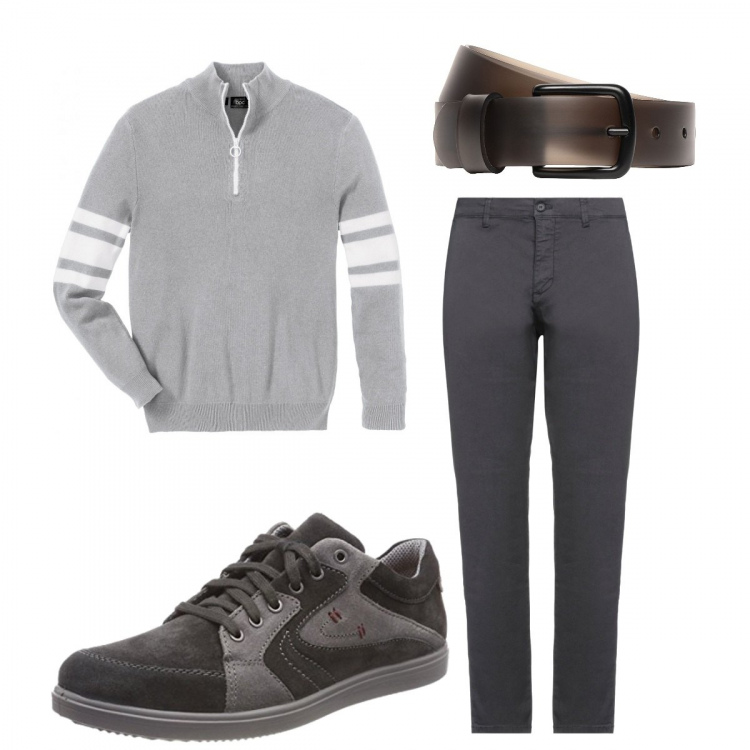 Outfit uomo - Casual #1148. Stile Casual per Tutti i giorni. Abbinamento con t-shirt sportive, pantaloni, cinture, scarpe stringate.