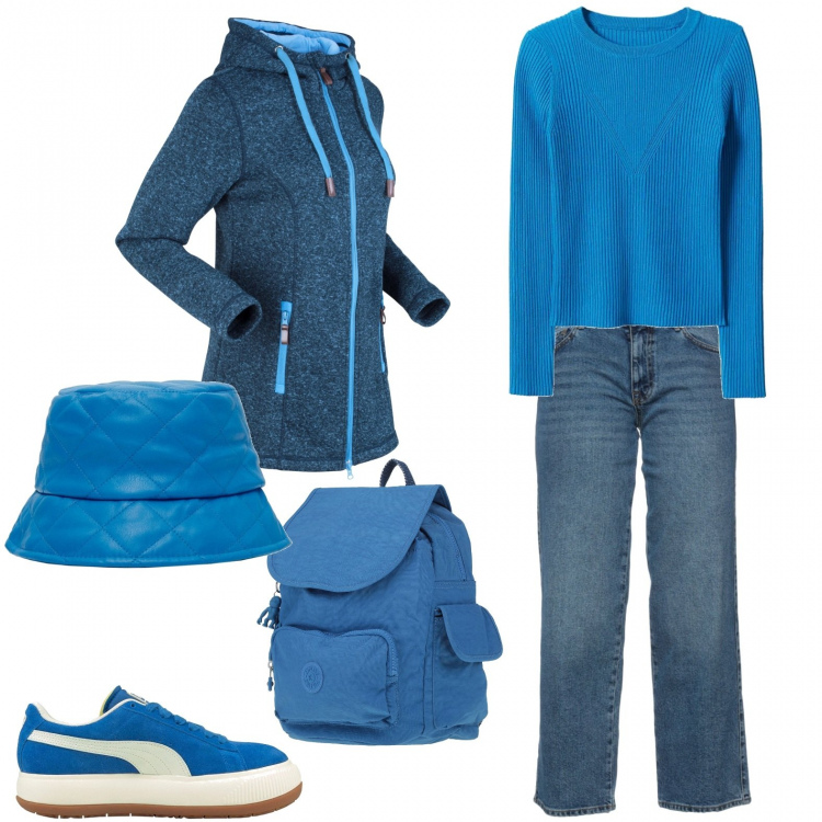 Outfit donna - I piedi al comodo. Stile Sporty chic per Scuola/Università. Abbinamento con blazer, jeans, zaini, pullovers, sneakers, cappelli.