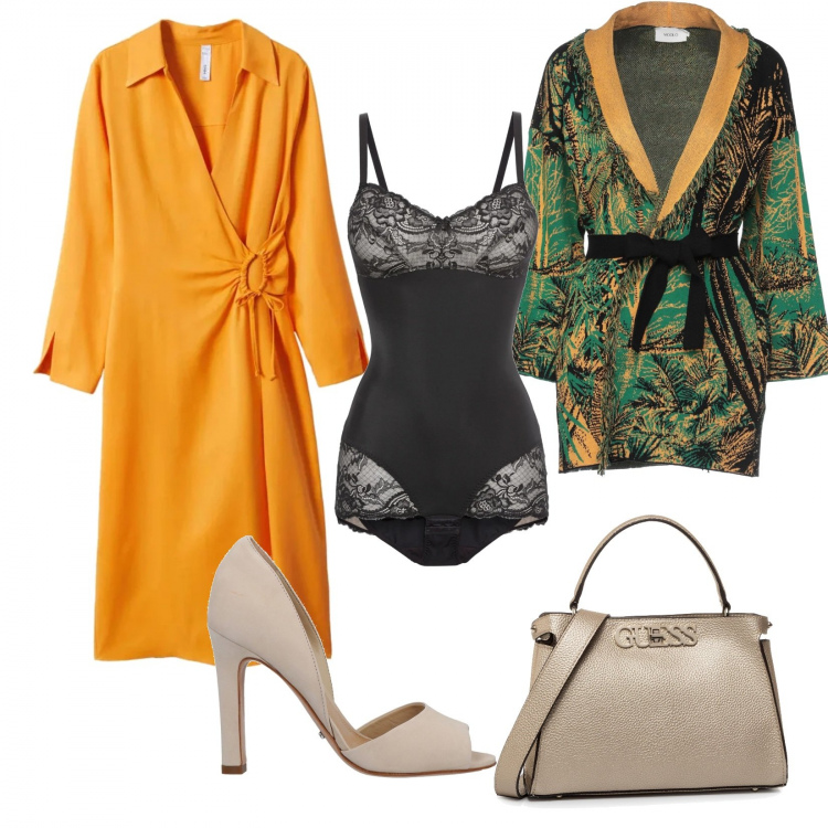 Outfit donna - Mai senza... Un body di pizzo. Stile Chic per Serata fuori. Abbinamento con body, cardigans, décolleté, borse a mano, vestiti midi/longuette.
