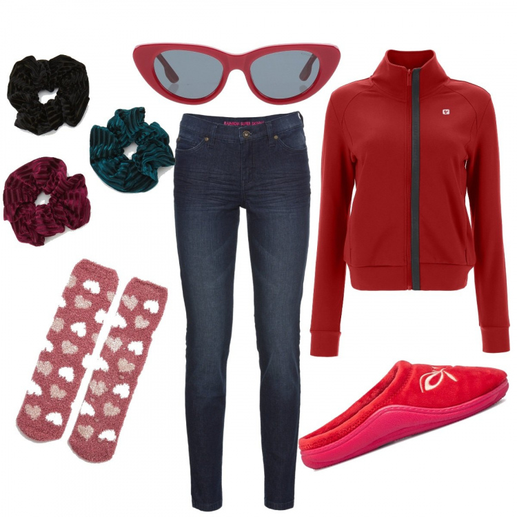 Outfit donna - Total look #1250030. Abbinamento con jeans skinny, occhiali da sole, calzini, accessori per capelli, felpe, pantofole.