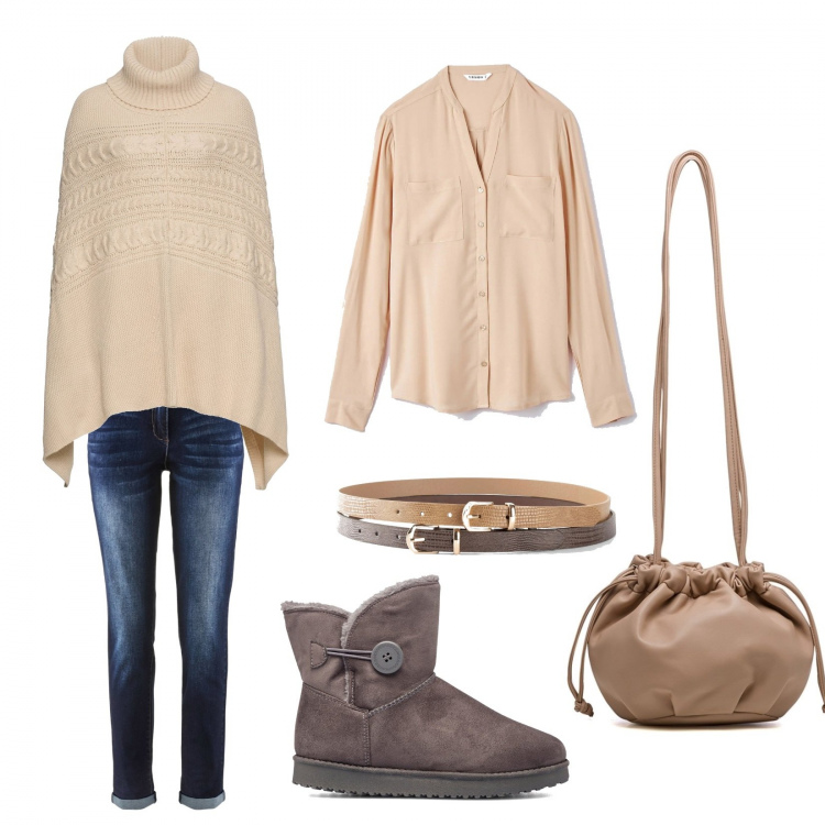 Outfit donna - Liulai #01 I\'m Casual. Stile Casual per Tutti i giorni. Abbinamento con jeans boyfriend, cappotti, cinture, camicie, anfibi, borse a secchiello.