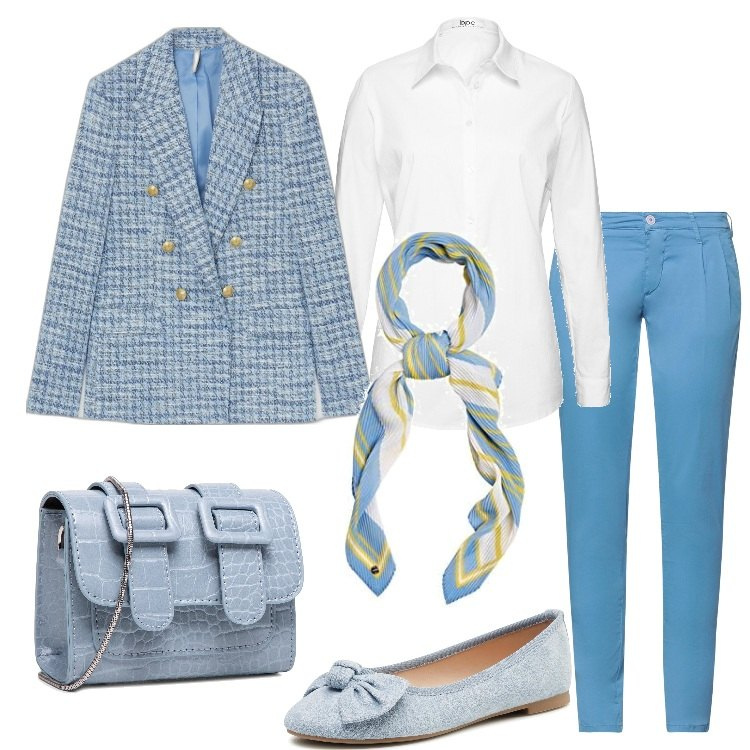 Outfit donna - Fresco Bon Ton. Stile Bon Ton per Tutti i giorni. Abbinamento con camicie, pantaloni, giacche, borse a mano, ballerine, sciarpe.