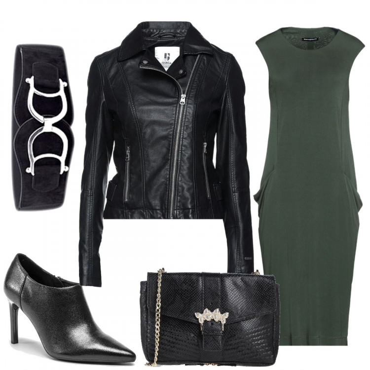 Outfit donna - Da mattino a sera. Stile Urban per Serata fuori. Abbinamento con cinture, vestiti midi/longuette, giacche, borse a tracolla, scarpe col tacco.