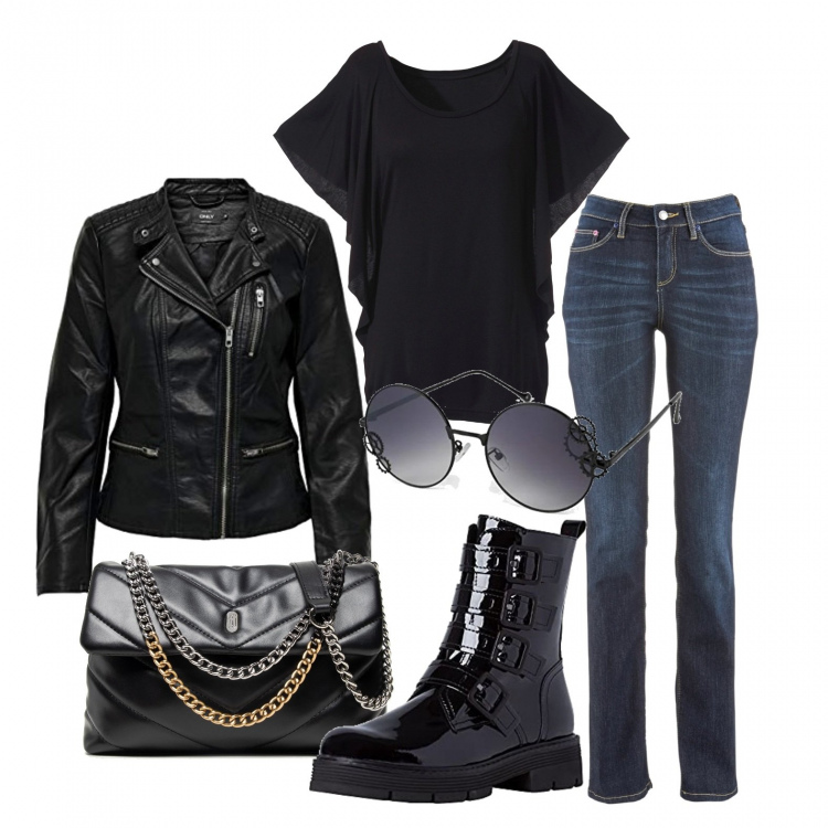 Outfit donna - Quando non so cosa mettere. Stile Basic per Tutti i giorni. Abbinamento con jeans dritti, maglieria, borse a mano, giacche, stivaletti, occhiali da sole.
