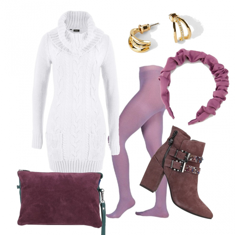 Outfit donna - Non c\'è male ..... Stile Basic per Tutti i giorni. Abbinamento con vestiti, orecchini, stivaletti, borse a mano, cerchietti, collant.