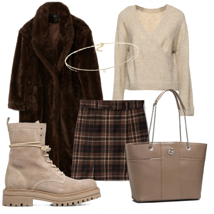 Outfit donna - Pittarosso con i saldi. Stile Trendy per Scuola/Università. Abbinamento con pullovers, minigonne, cappotti, stivaletti, borse a mano, ciondoli.
