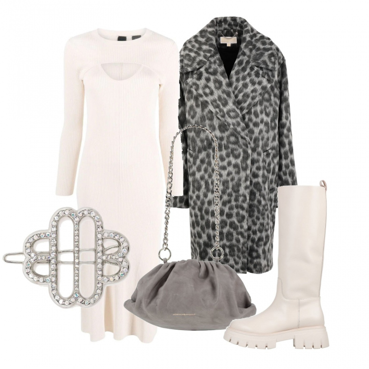 Outfit donna - Trendy in lungo. Stile Trendy per Tutti i giorni. Abbinamento con stivali, cappotti, borse a spalla, vestiti, accessori per capelli.