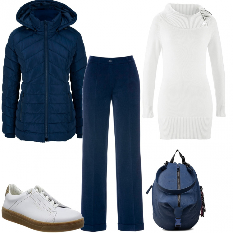 Outfit donna - Super look a prezzi bassi!. Stile Casual chic per Ufficio. Abbinamento con pantaloni, giacche, maglieria, zaini, stivali.