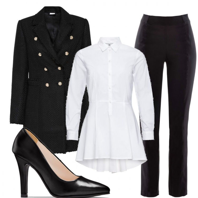 Outfit donna - Military #53. Stile Military per Serata fuori. Abbinamento con camicie, pantaloni, blazer, décolleté.