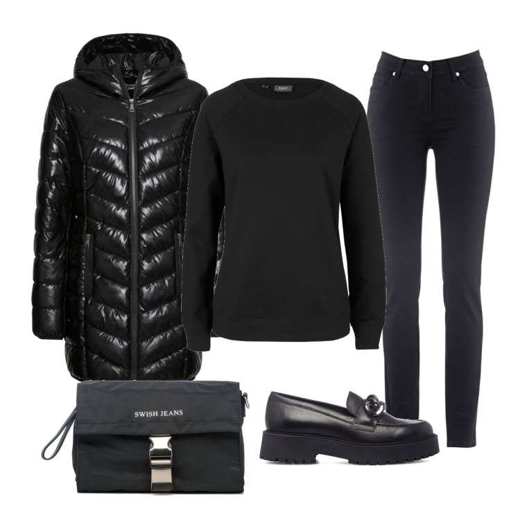 Outfit donna - Mocassini Primopiano. Stile Minimal per Tutti i giorni. Abbinamento con giacche, felpe, jeans dritti, mocassini, borse a tracolla.