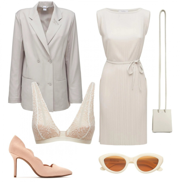 Outfit donna - Bon ton scontato. Stile Bon Ton per Cerimonia. look ideale per Petite. Abbinamento con vestiti midi/longuette, décolleté, reggiseni, occhiali da sole, portafogli, blazer.