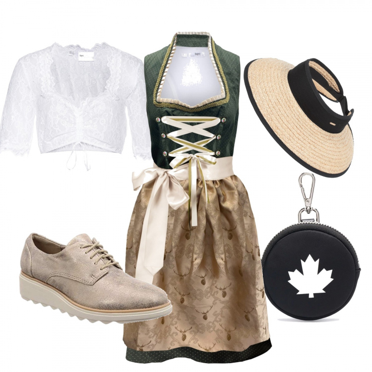 Outfit donna - Tyrol !!!. Stile Etnico per Cerimonia. Abbinamento con cappelli, camicie, vestiti midi/longuette, clutch, scarpe stringate.