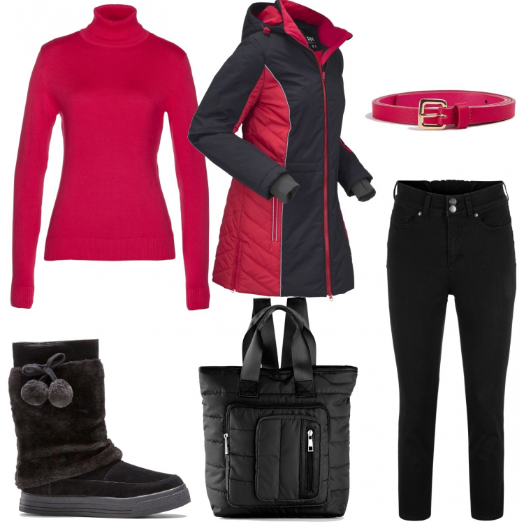 Outfit donna - Vacanze di carnevale. Stile Casual per Tutti i giorni. Abbinamento con jeans, giacche, stivali, zaini, maglieria, cinture.
