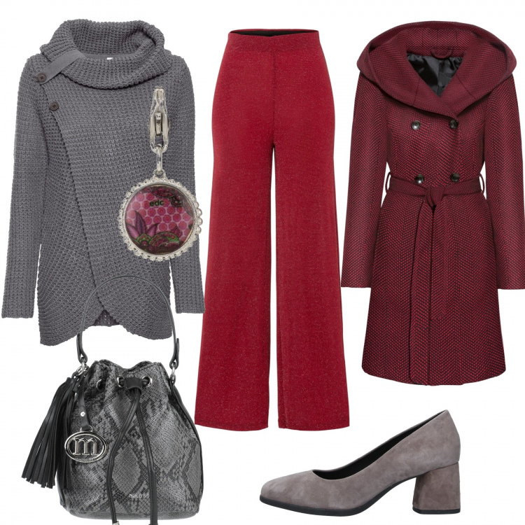 Outfit donna - Budget mini, grande risultato#Curvyplus. Stile Casual chic per Ufficio. Abbinamento con maglieria, cappotti, pantaloni, décolleté, borse a mano, ciondoli.