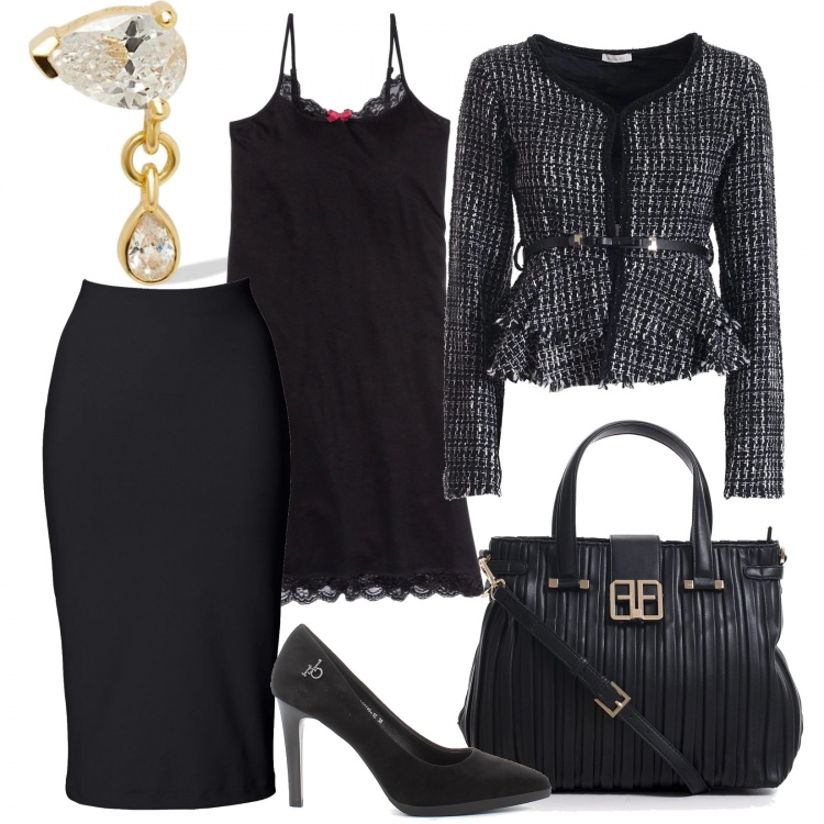 Outfit donna - Sotto il tailleur, la sottoveste. Stile Sexy per Serata fuori. Abbinamento con gonne longuette, camicie da notte, orecchini, giacche, pochette, sandali.
