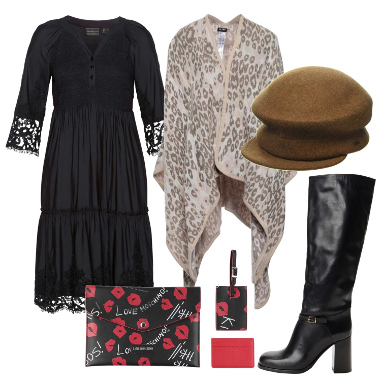 Outfit donna - Be my Valentine. Stile Bon Ton per Serata fuori. Abbinamento con vestiti chemisier, pochette, stivali, cappe, berretti.