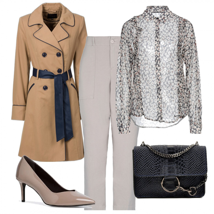 Outfit donna - Perfetta da mattina a sera. Stile Casual chic per Serata fuori. Abbinamento con trench, pantaloni capri, camicie, borse a spalla, scarpe col tacco.