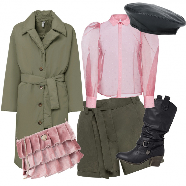 Outfit donna - Basco sempre attuale. Stile Casual per Tutti i giorni. Abbinamento con parka, shorts, camicie, borse a tracolla, cappelli, stivaletti texani.