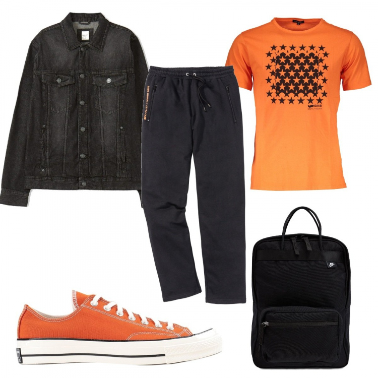 Outfit uomo - Comodo e trendy. Stile Trendy per Tutti i giorni. Abbinamento con pantaloni, sneakers, giacche, t-shirt, borse sportive.