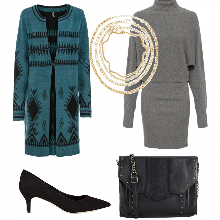 Outfit donna - Cappottino di lana. Stile Chic per Tutti i giorni. Abbinamento con borse a tracolla, collane, vestiti, cardigans, scarpe col tacco.