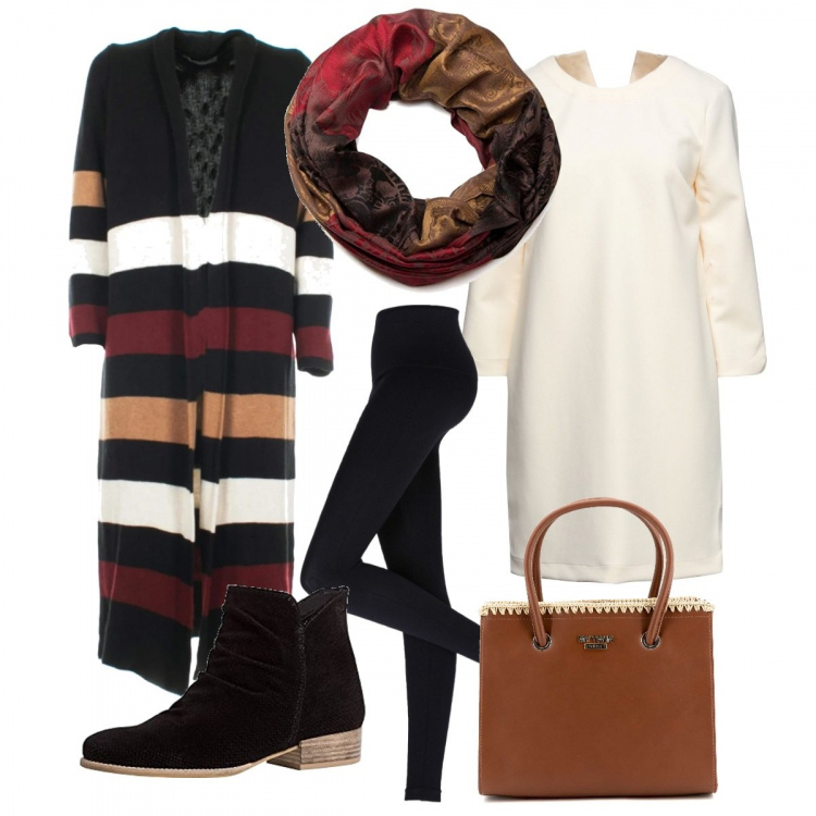Outfit donna - Se Fosse Cosí Semplice. Stile Casual per Tutti i giorni. Abbinamento con leggings, vestiti corti, cappotti, borse a mano, sciarpe, stivaletti.
