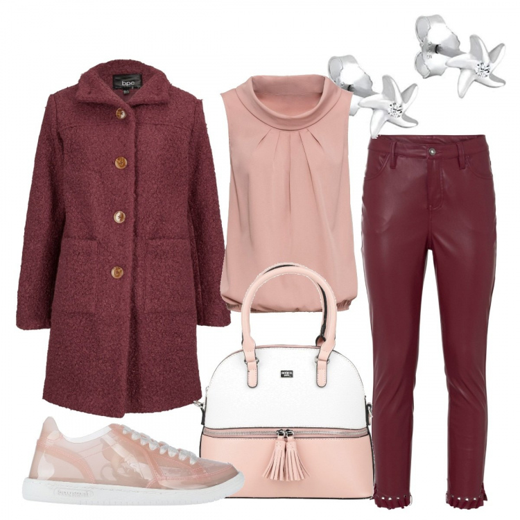Outfit donna - Incredibile romantica. Stile Romantica per Tutti i giorni. Abbinamento con sneakers, borse a mano, top, reggiseni, cappotti, orecchini.