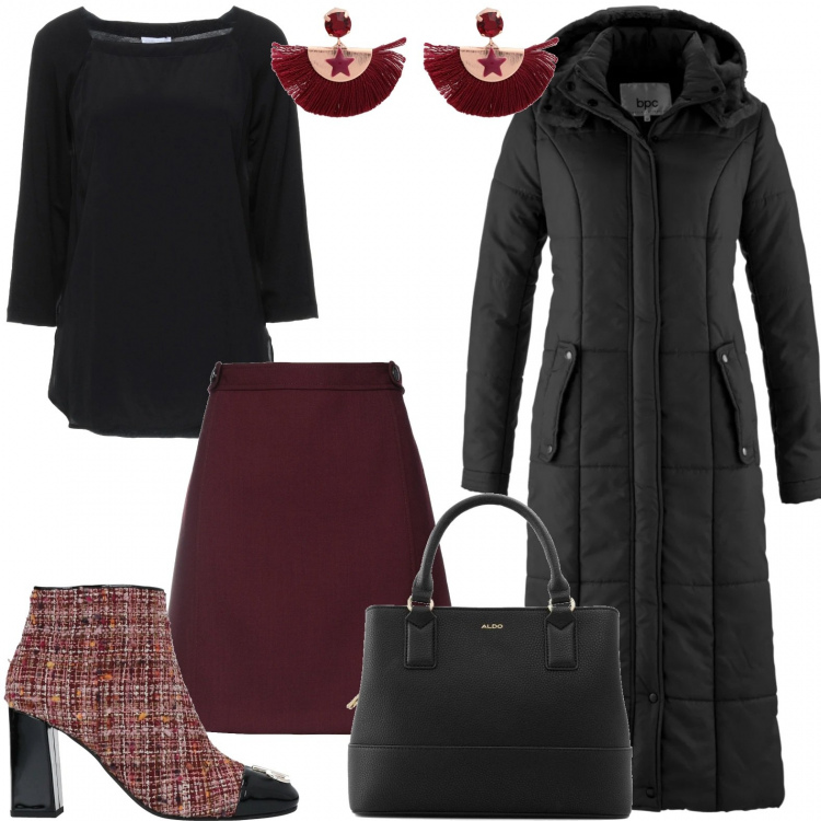 Outfit donna - Scarpe trendy!. Stile Trendy per Ufficio. Abbinamento con blazer, bluse, stivaletti, orecchini, minigonne, borse a mano.