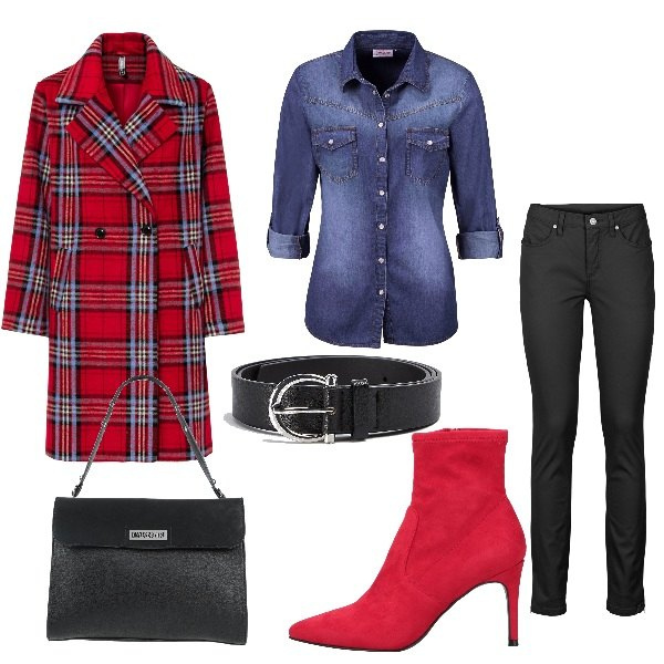 Outfit donna - Febbraio glam. Stile Glamour per Tutti i giorni. Abbinamento con camicie, jeans, cappotti, stivaletti, borse a mano, cinture.