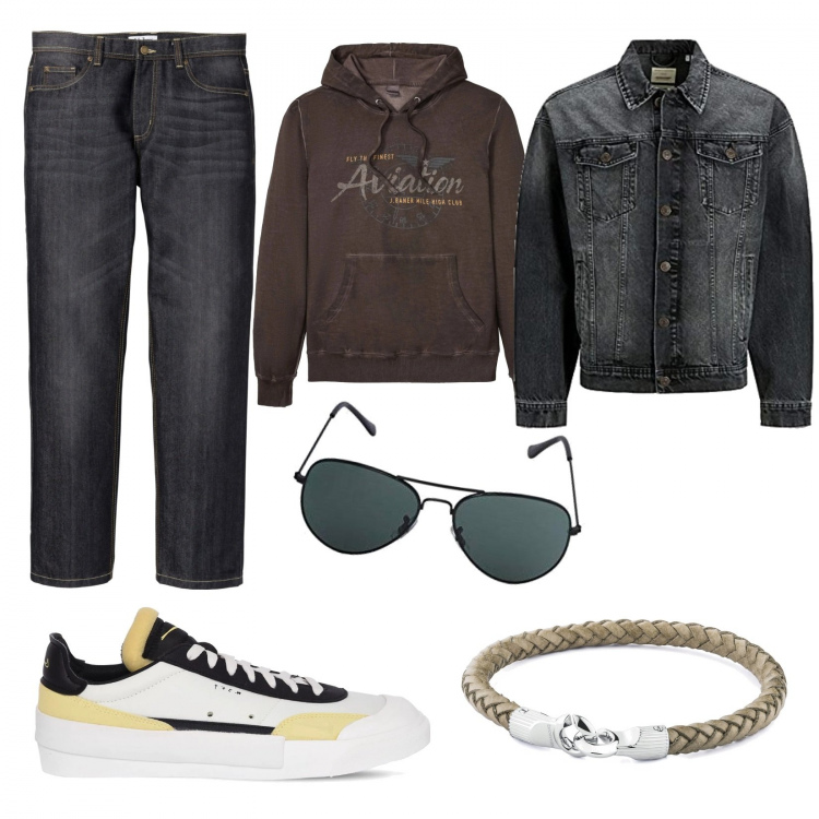 Outfit uomo - Bracciale Scooby-Doo. Stile Trendy per Tutti i giorni. Abbinamento con jeans dritti, felpe con cappuccio, braccialetti, giacche, sneakers, occhiali da sole.