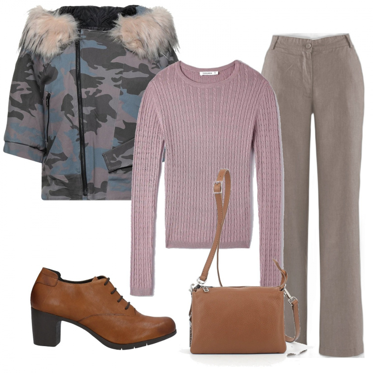 Outfit donna - Commissioni. Stile Basic per Tutti i giorni. Abbinamento con pantaloni, giacche, scarpe stringate, maglieria, borse a tracolla.