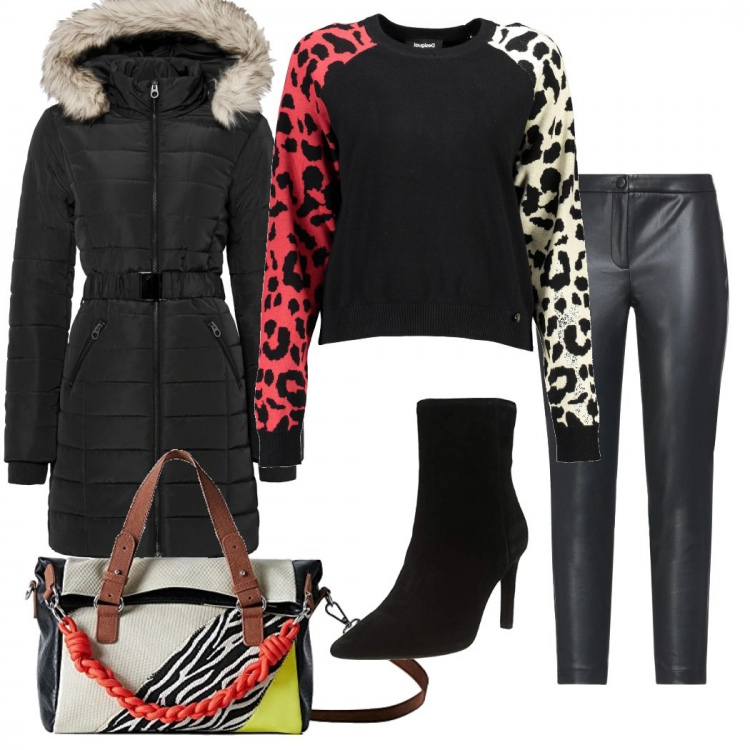 Outfit donna - Animo selvaggio. Stile Urban per Tutti i giorni. Abbinamento con giacche, pantaloni, maglieria, borse a mano, stivali.