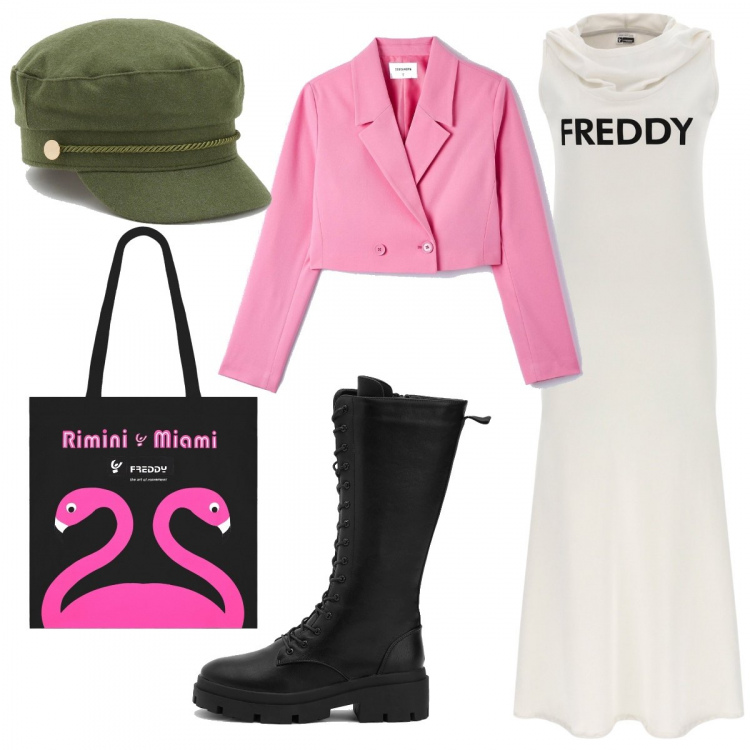 Outfit donna - Low cost partners. Stile Casual chic per Mare. Abbinamento con giacche, anfibi, cappelli, vestiti lunghi, borse a spalla.