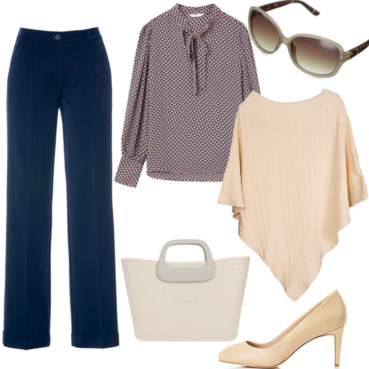 Outfit donna - Bagmania - Curvy&plus size. Stile Bon Ton per Tutti i giorni. Abbinamento con borse a mano, pantaloni, bluse, cappotti, scarpe col tacco, occhiali da sole.