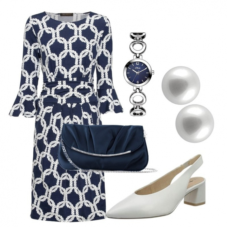 Outfit donna - Lady bon ton. Stile Bon Ton per Cerimonia. Abbinamento con pochette, vestiti, décolleté, orecchini, orologi.