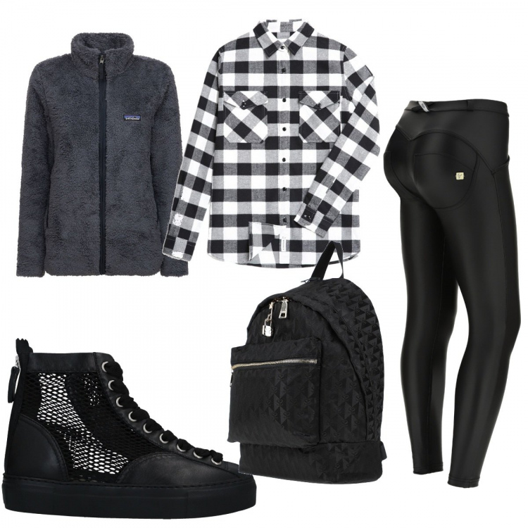 Outfit donna - Total look #1287614. Stile Basic per Tutti i giorni. Abbinamento con zaini, sneakers, camicie, pantaloni skinny, giacche.