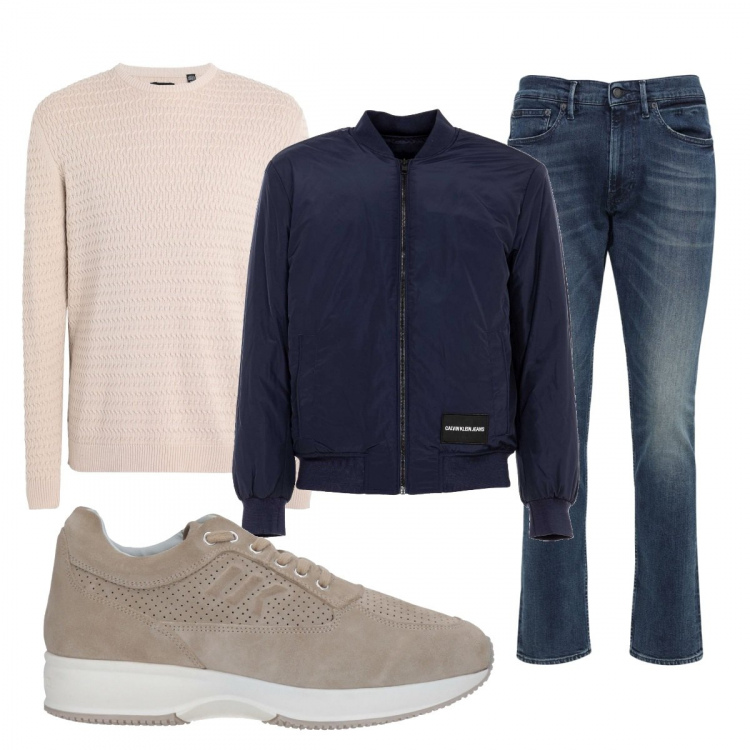 Outfit uomo - Total look #1289457. Stile Casual per Tutti i giorni. Abbinamento con giacche, sneakers, pullovers, jeans slim fit.
