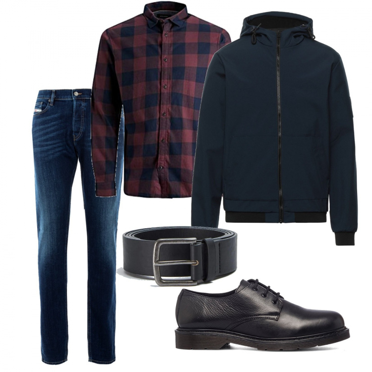Outfit uomo - Cena tra amici. Stile Casual per Serata speciale. Abbinamento con jeans, scarpe stringate, giacche, cinture, camicie.