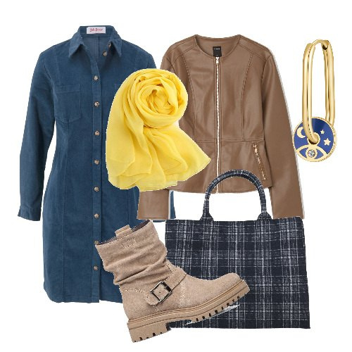 Outfit donna - Marzo col sole. Stile Urban per Tutti i giorni. Abbinamento con vestiti, borse a mano, giacche, orecchini, stivaletti, sciarpe.
