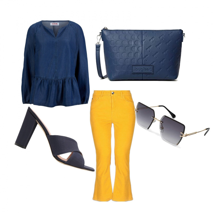 Outfit donna - StopWar. Stile Casual chic per Tutti i giorni. Abbinamento con pantaloni capri, sandali col tacco, borse a tracolla, bluse, occhiali da sole.