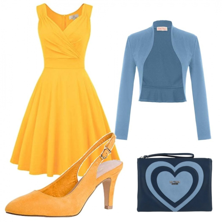 Outfit donna - Total look #1291990. Stile Bon Ton per Cerimonia. look ideale per Tall. Abbinamento con borse a mano, vestiti senza maniche, bolero, scarpe col tacco.