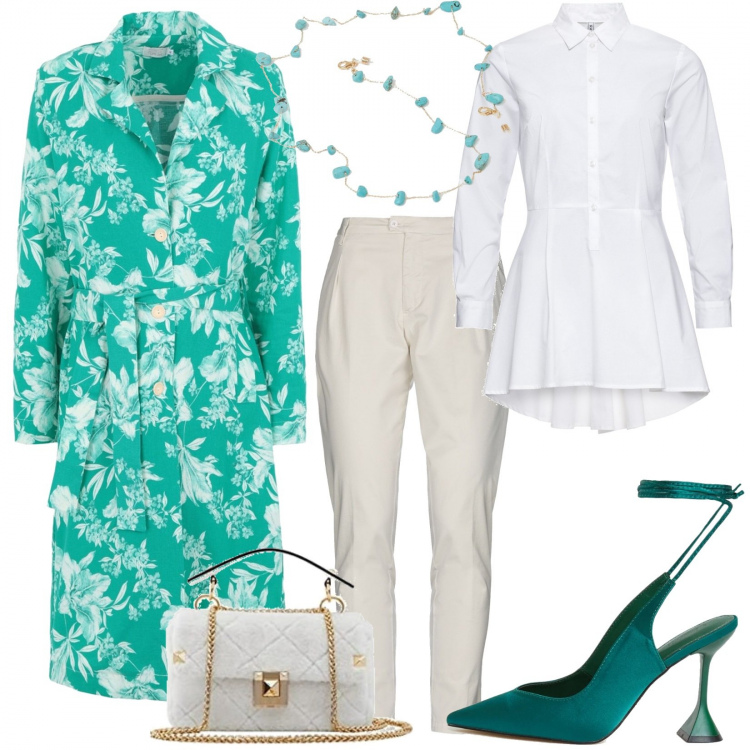 Outfit donna - Total look #1295491. Stile Trendy per Tutti i giorni. Abbinamento con camicie, cappotti, pantaloni, décolleté, sciarpe, borse a tracolla.