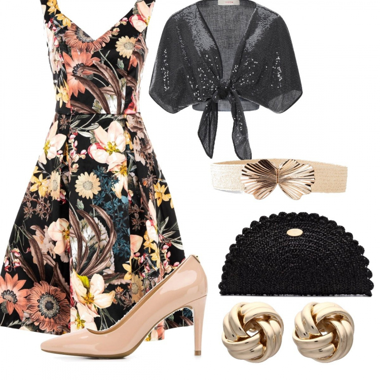Outfit donna - Andiamoanozze. Stile Vintage retrò per Cerimonia. Abbinamento con cinture, bolero, orecchini, vestiti midi/longuette, décolleté, clutch.