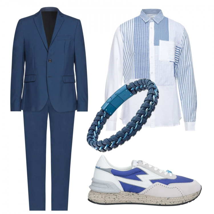 Outfit uomo - L'amico dello sposo. Stile Business/Elegante per Cerimonia. Abbinamento con abiti, sneakers, camicie, braccialetti.