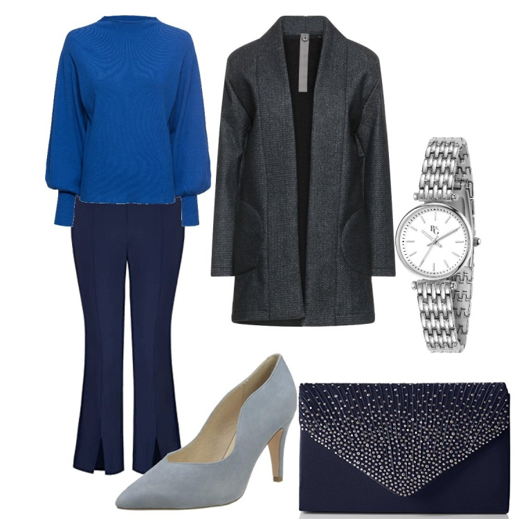 Outfit donna - Serata dedicata. Stile Bon Ton per Serata fuori. Abbinamento con maglieria, cappotti, orologi, pantaloni, borse a mano, décolleté.