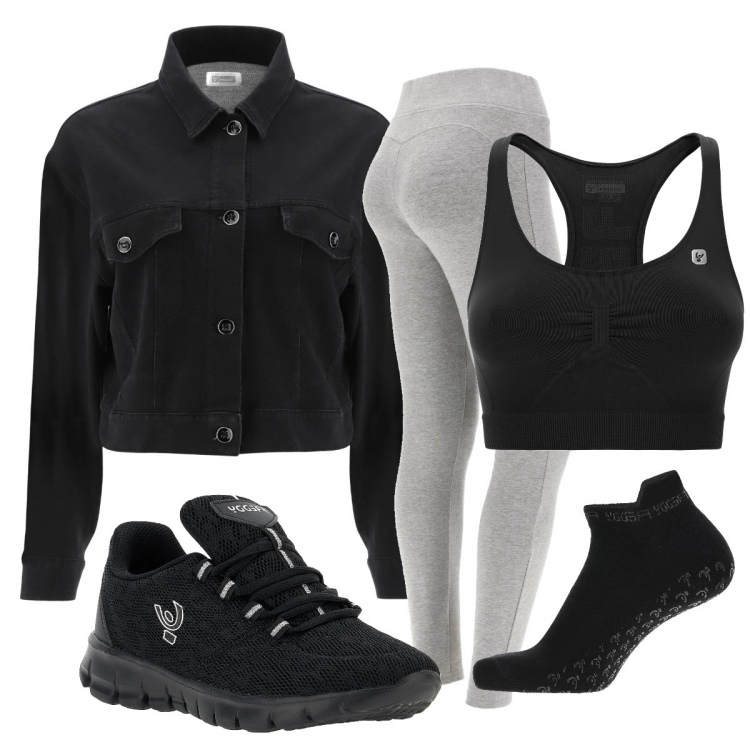 Outfit donna - Neutral. Stile Sporty chic per Sport. Abbinamento con calzini, leggings, reggiseni, giacche, sneakers.