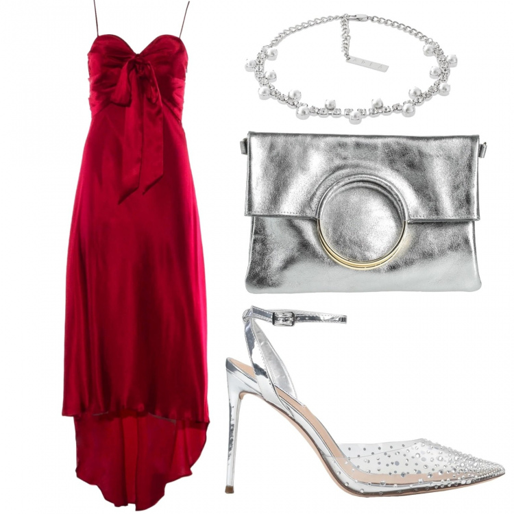 Outfit donna - Total look #1304321. Stile Chic per Cerimonia. Abbinamento con décolleté, borse a mano, vestiti lunghi, collane.