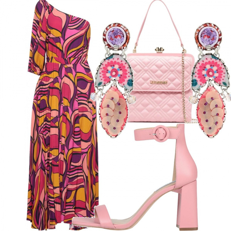 Outfit donna - Orecchini colorati con paillettes. Stile Chic per Cerimonia. Abbinamento con sandali col tacco, vestiti asimmetrici, orecchini, borse tote.